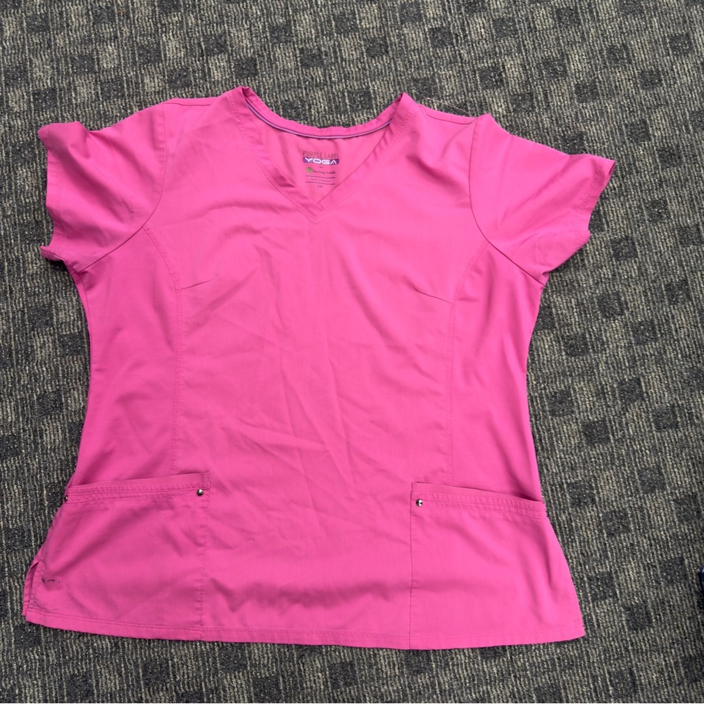 Purple Label - YOGA by Healing‎ Hands Women's Pink Scrub Top 2x